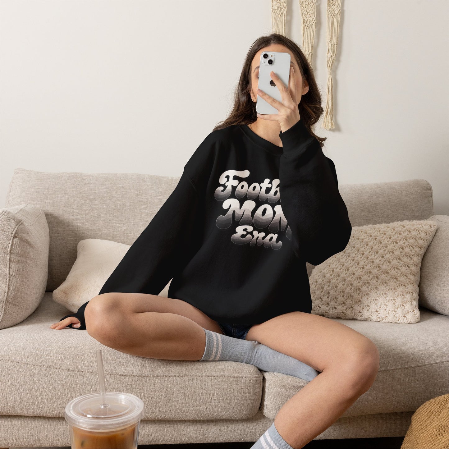 Football Mom Epic Crewneck Sweatshirt — Retro Bubble Letter Graphic