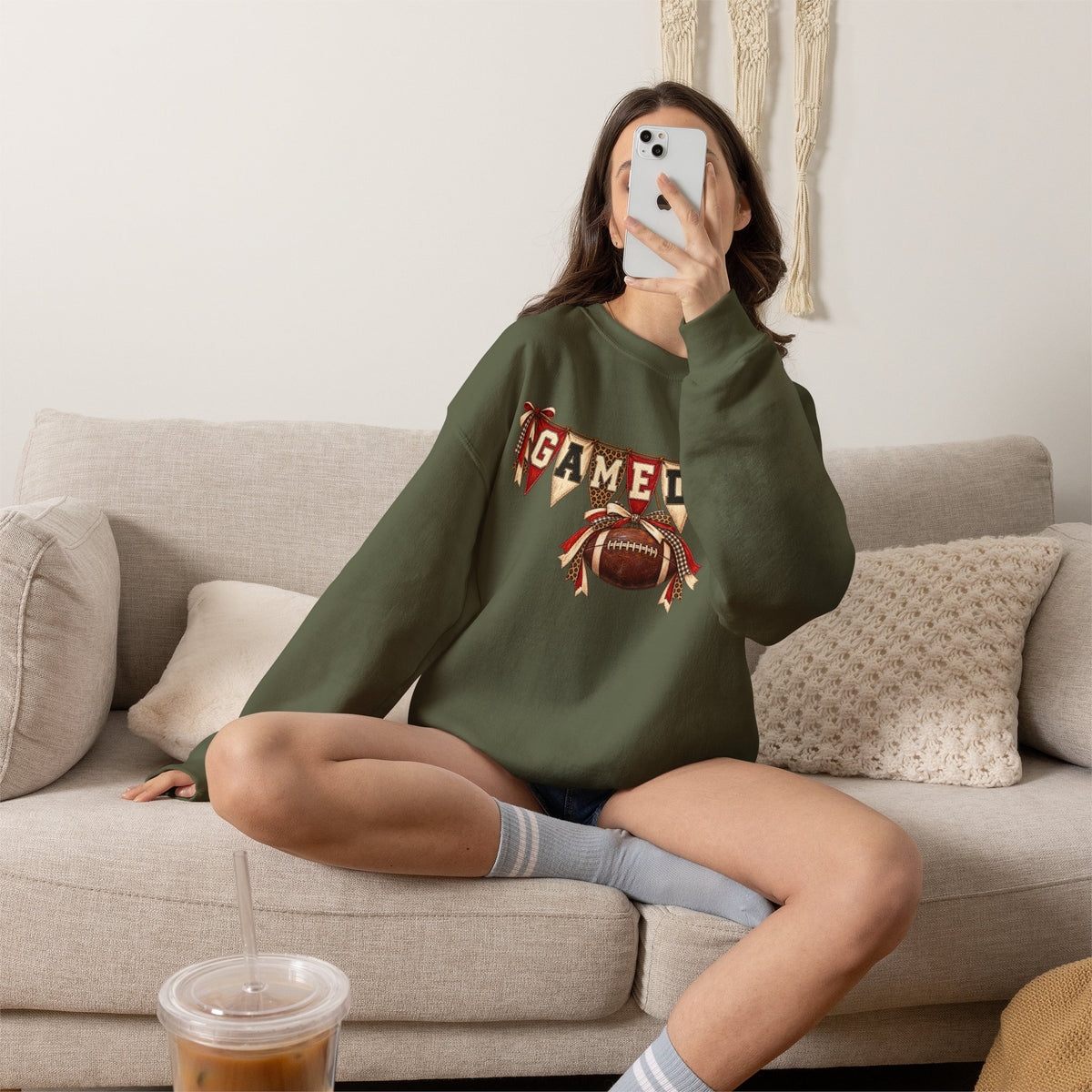 Gameday Football Crewneck Sweatshirt — Rustic Sports Banner Design