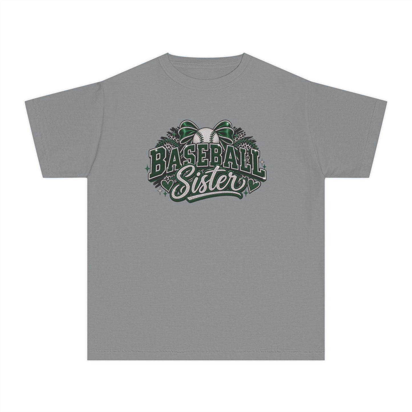 Baseball Sister Youth Tee - Cute Vintage Baseball Design for Girls, Team Spirit Gift
