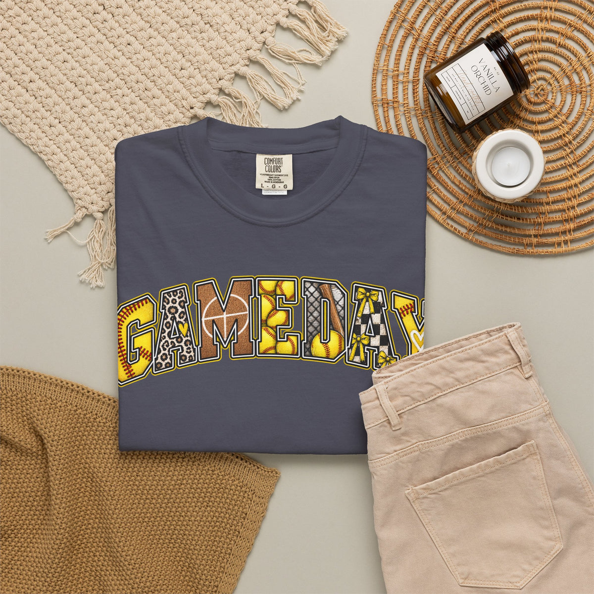 Softball Gameday Retro Patchwork T-Shirt