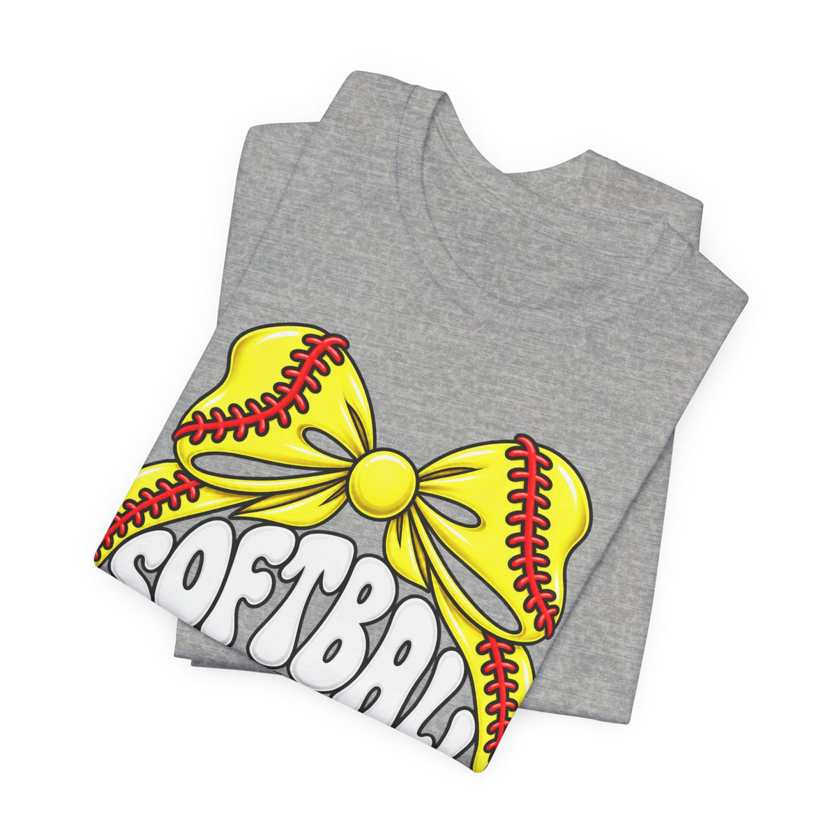 Softball Mom T-Shirt — Yellow Softball Bow Graphic Tee