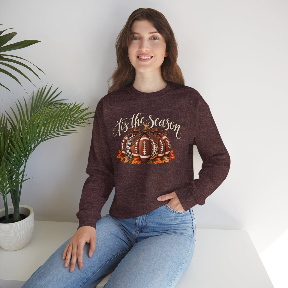 'Tis the Season Football Pumpkins Crewneck Sweatshirt