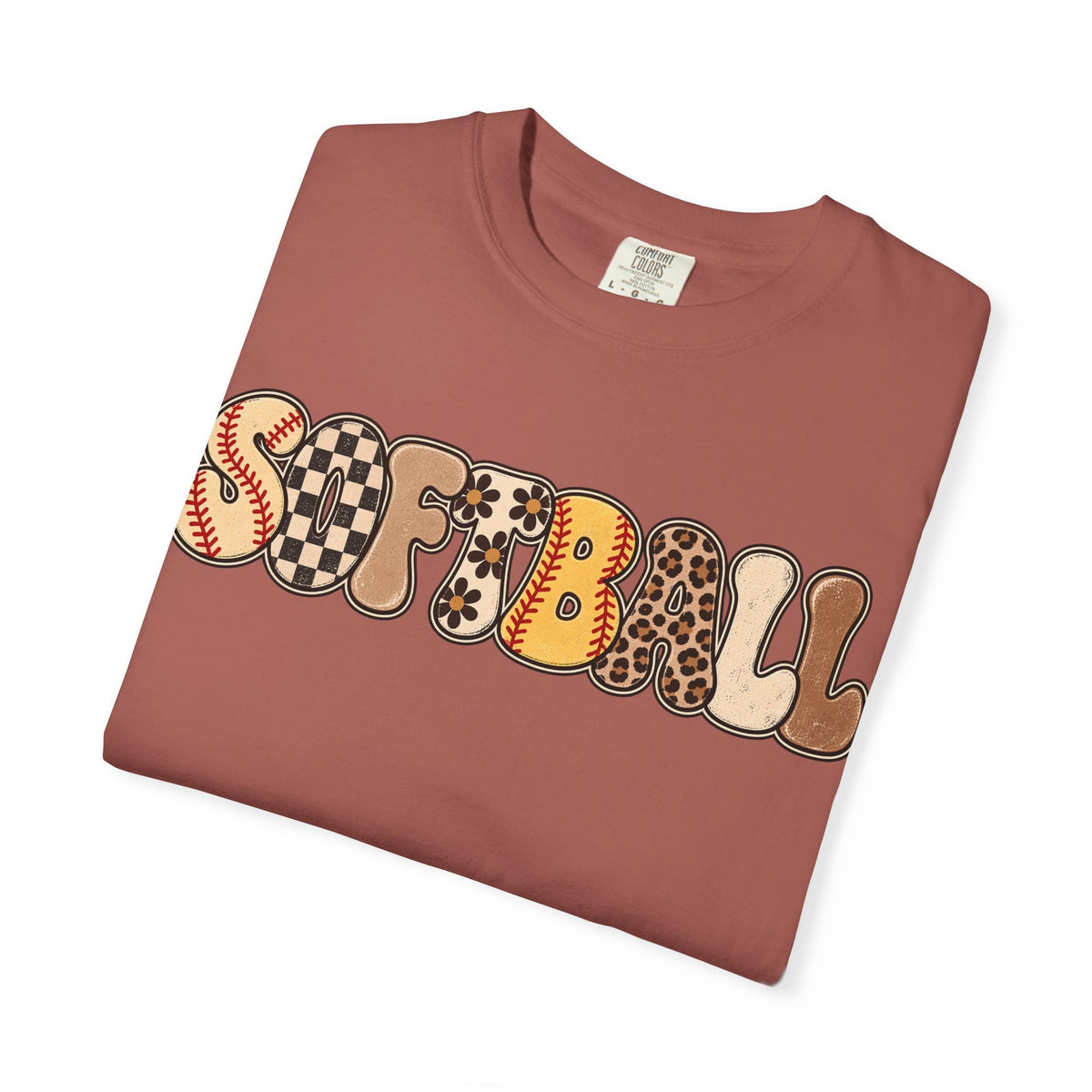 Softball Retro Graphic T-Shirt — Vintage Patterned Lettering
