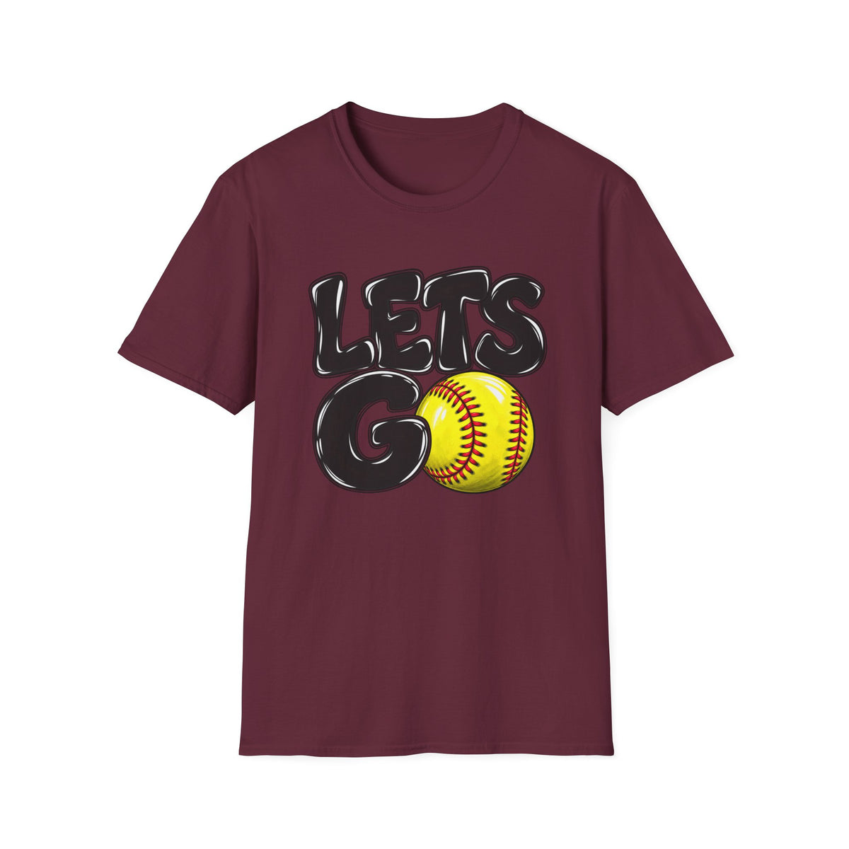 Lets Go Softball T-Shirt — "LETS GO" Graphic with Softball