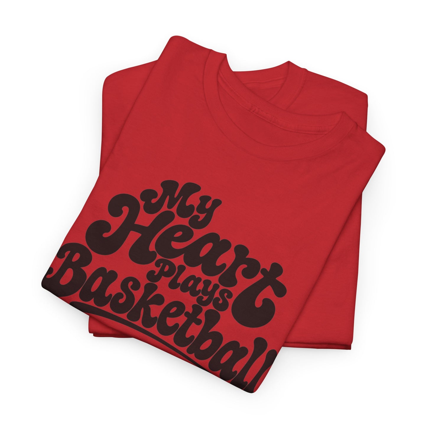 Basketball T-Shirt — "My Heart Beats Basketball" Retro Script