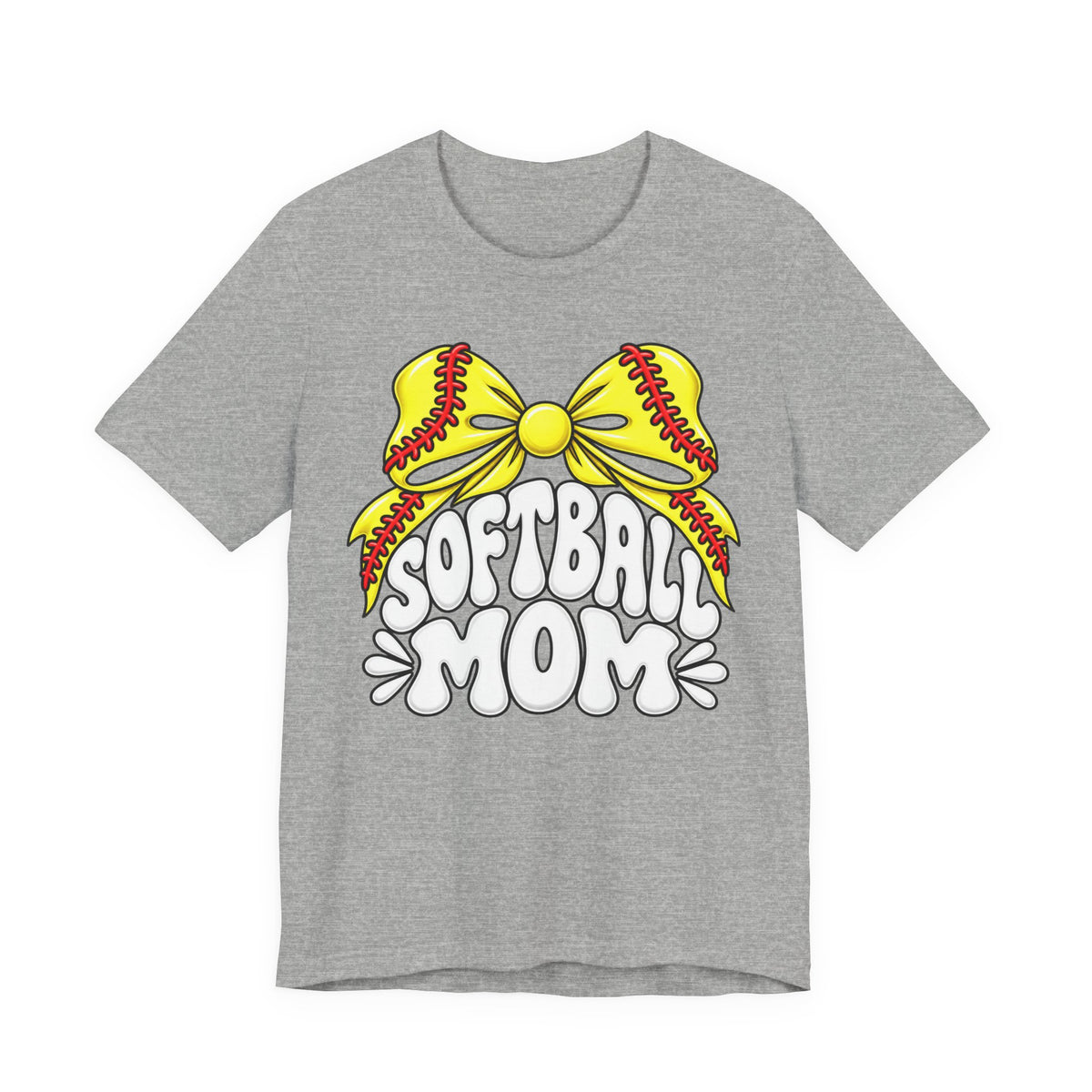 Softball Mom T-Shirt — Yellow Softball Bow Graphic Tee