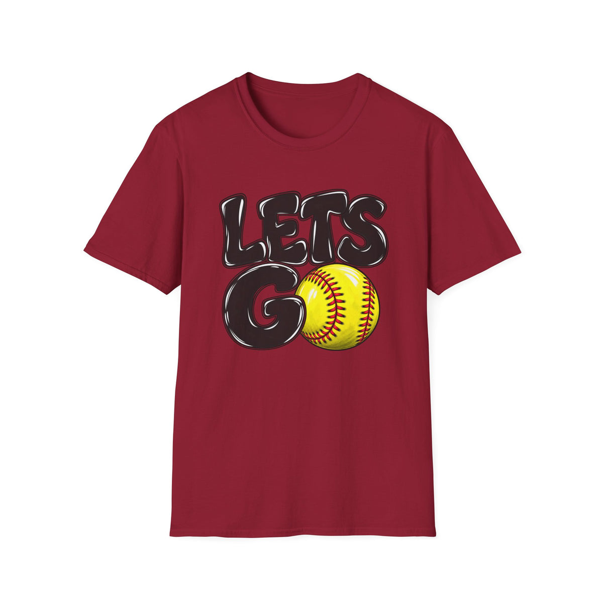 Lets Go Softball T-Shirt — "LETS GO" Graphic with Softball