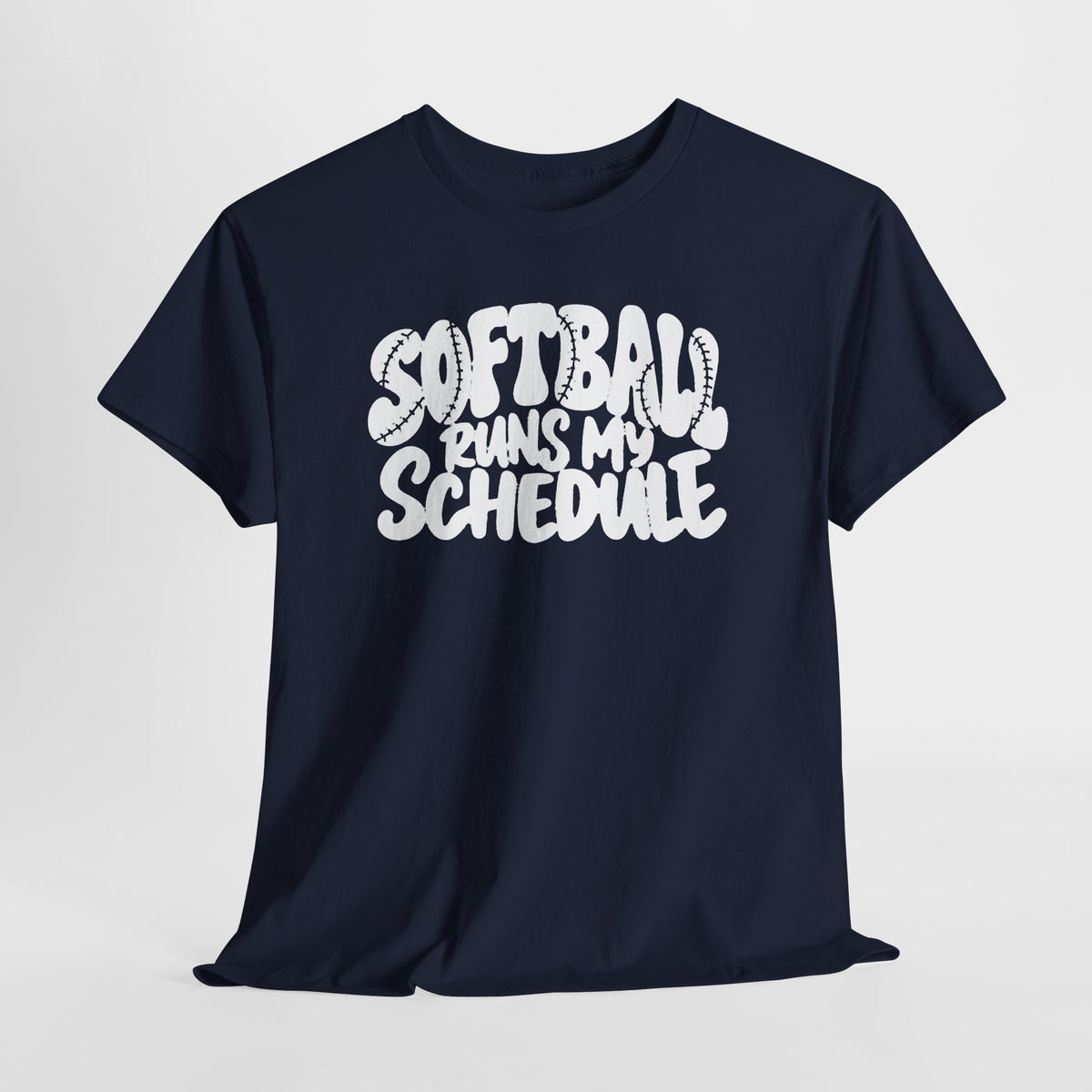 Softball Runs My Schedule T-Shirt — Women's & Girls Softball Mom/Dad Tee
