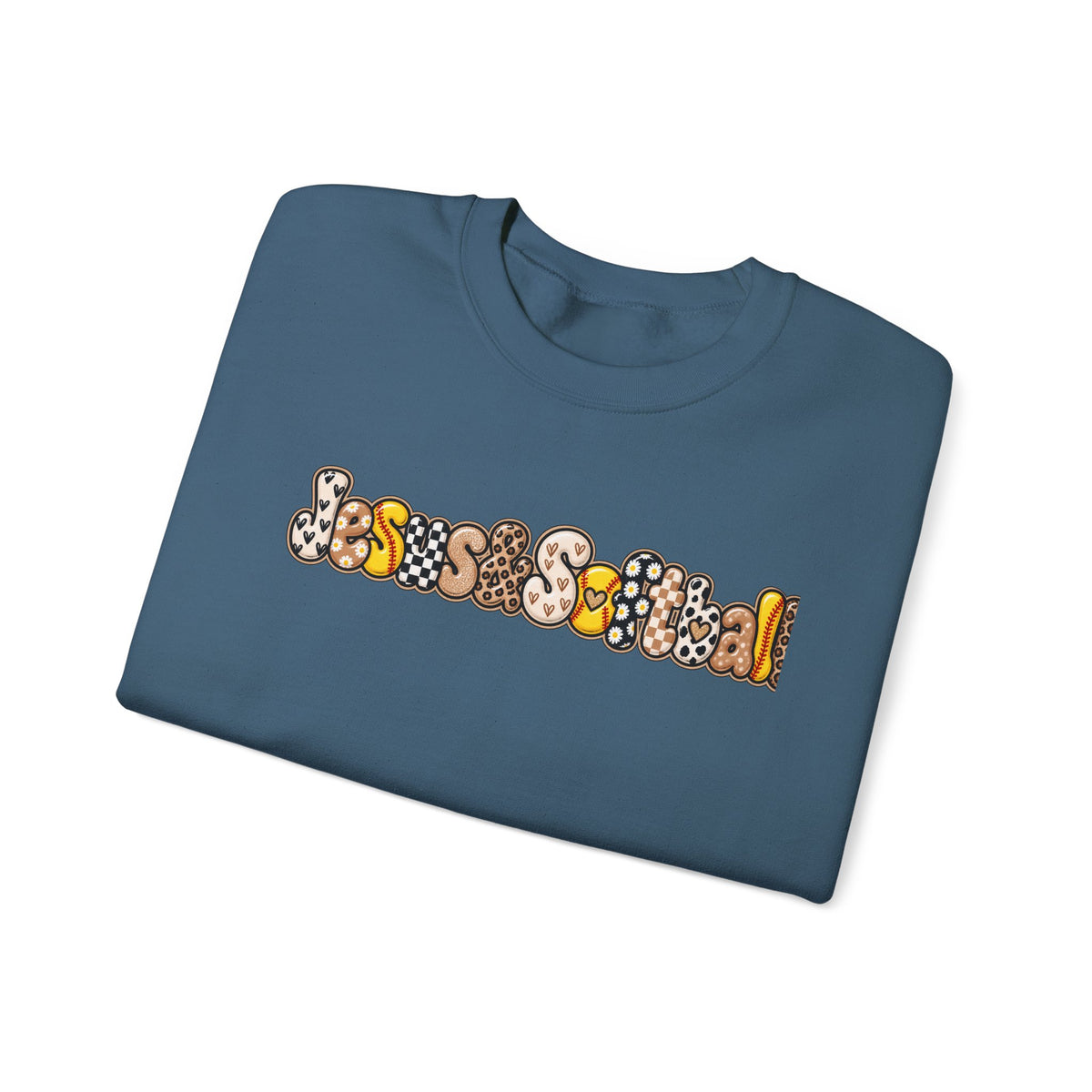 Jesus and Softball Cutsey Design Crewneck Sweatshirt