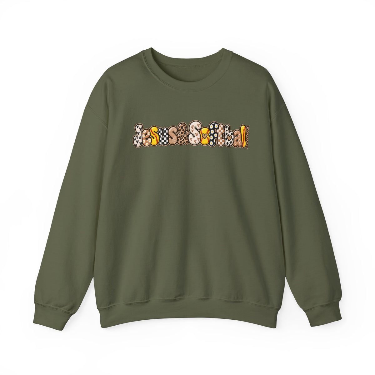 Jesus and Softball Cutsey Design Crewneck Sweatshirt