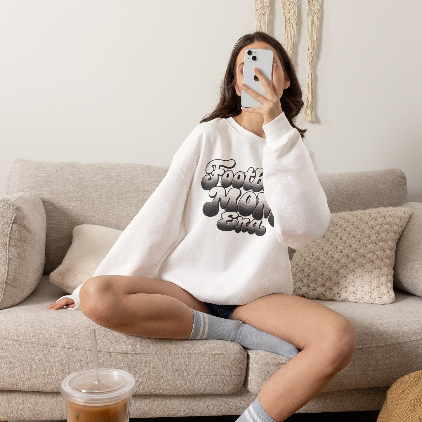 Football Mom Epic Crewneck Sweatshirt — Retro Bubble Letter Graphic