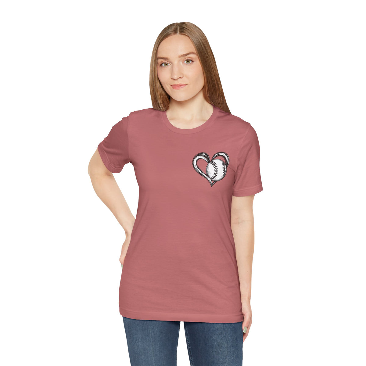 I Love Me Some Baseball T‑Shirt — Heart Baseball Graphic Tee
