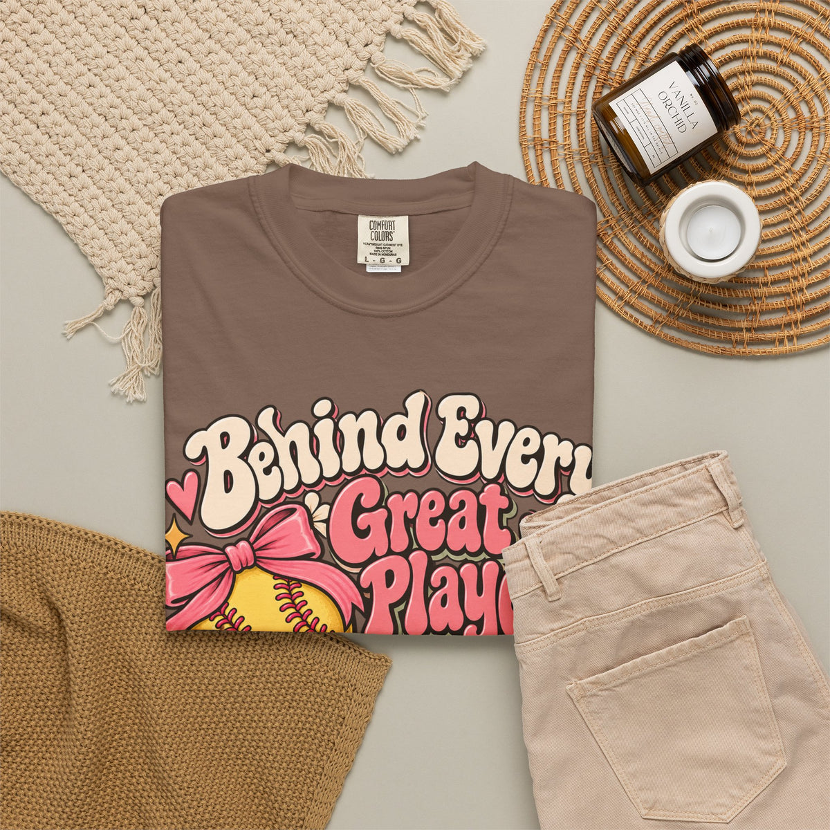 Softball Mom T-Shirt — "Behind Every Great Player Is a Proud Mom" Vintage Floral Design