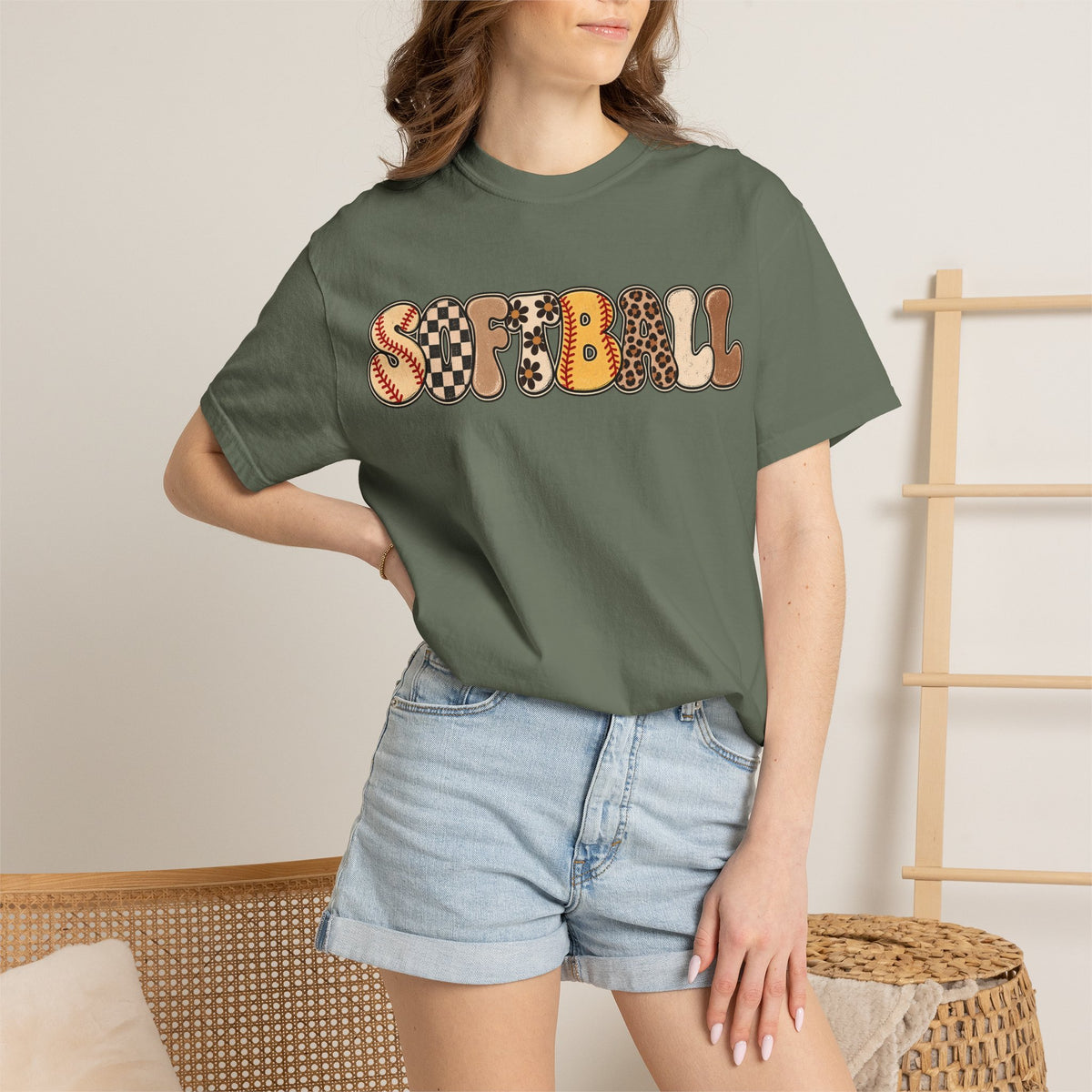 Softball Retro Graphic T-Shirt — Vintage Patterned Lettering