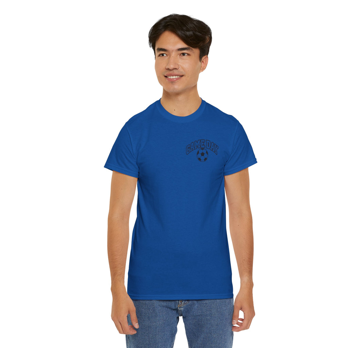 Soccer Dad T-Shirt — 'DAD' Arch with Soccer Ball Chest Graphic