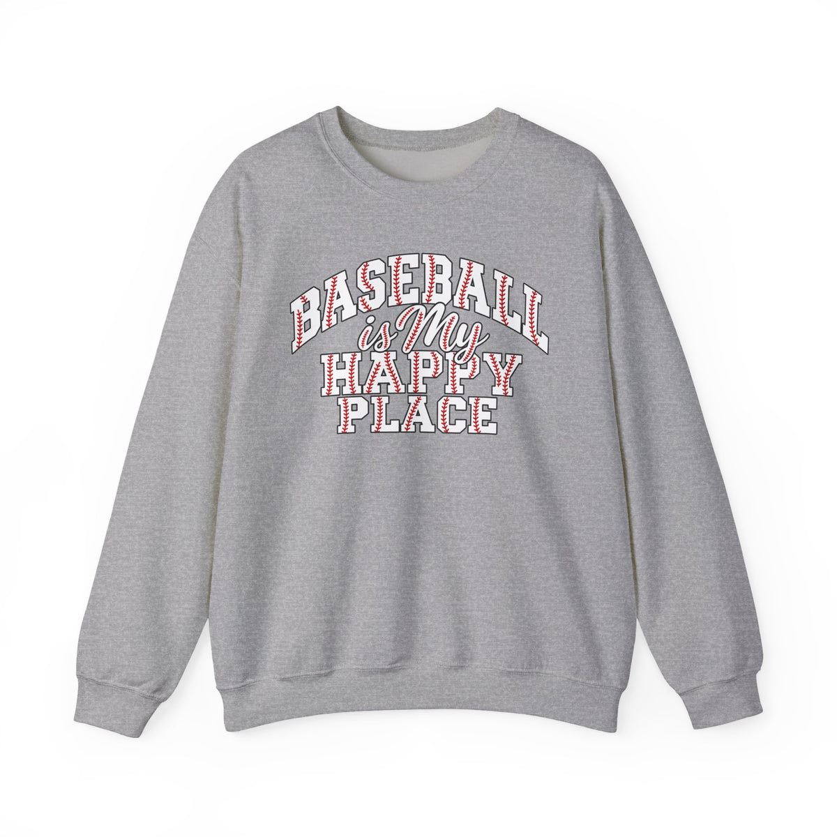 Baseball Is My Happy Place Crewneck Sweatshirt