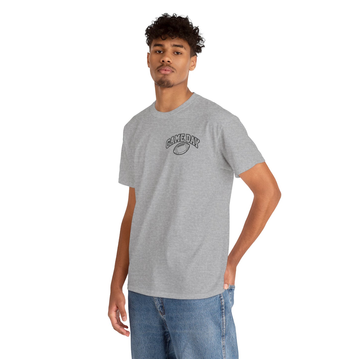 Game Day Football Tee — Minimal Chest Logo White T-Shirt
