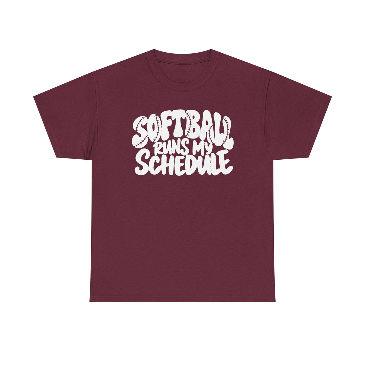 Softball Runs My Schedule T-Shirt — Women's & Girls Softball Mom/Dad Tee