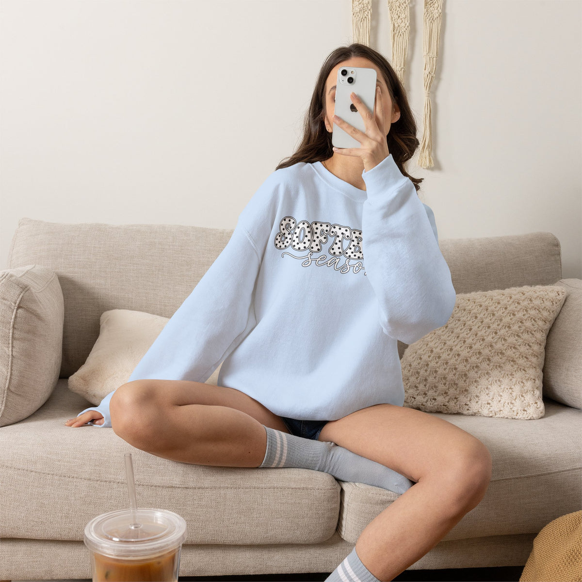Softball Polka dot Crewneck Sweatshirt