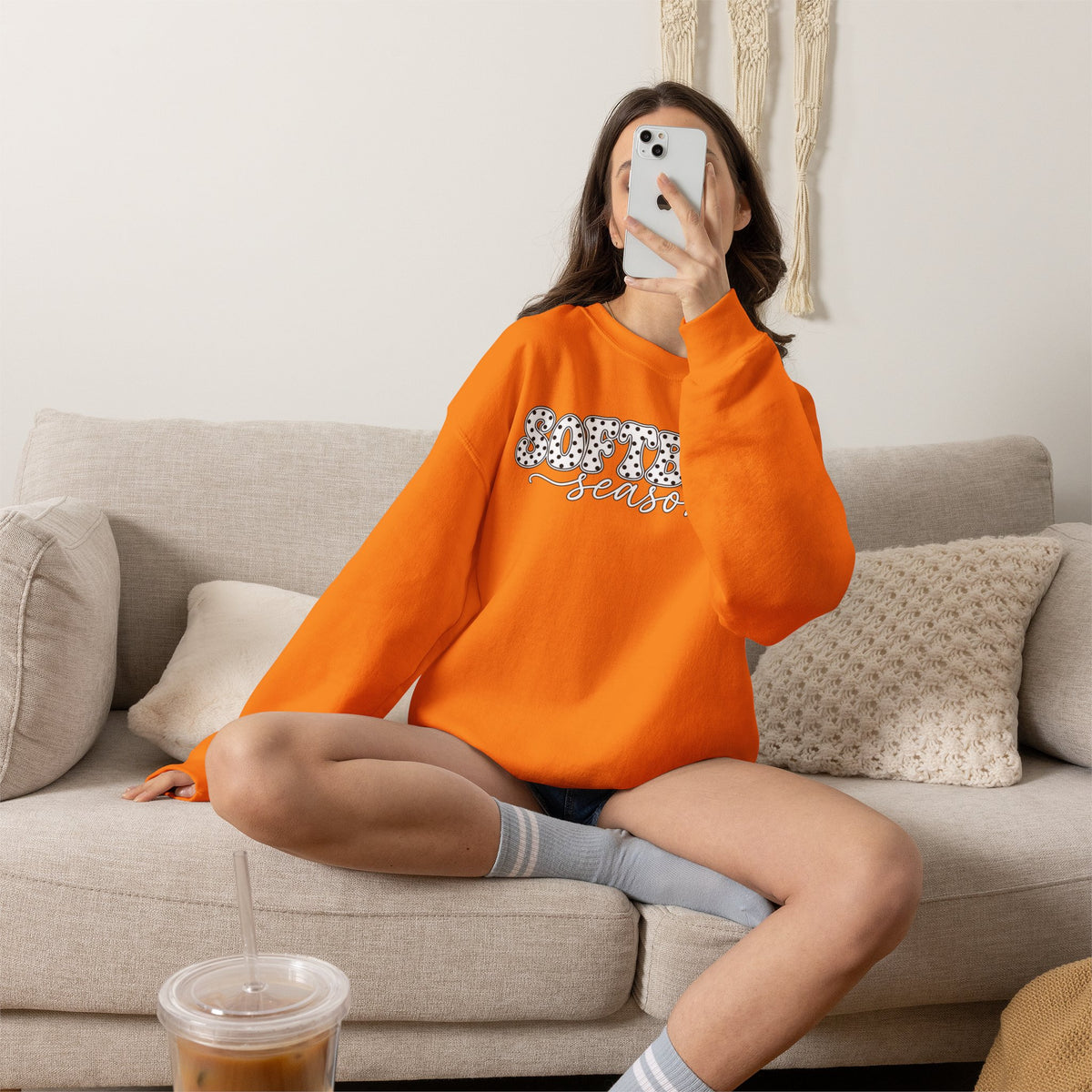 Softball Polka dot Crewneck Sweatshirt