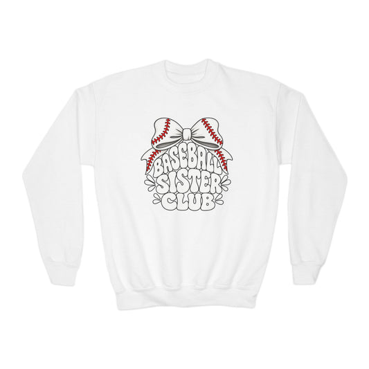 Youth Crewneck Sweatshirt — "Baseball Sister Club" Graphic
