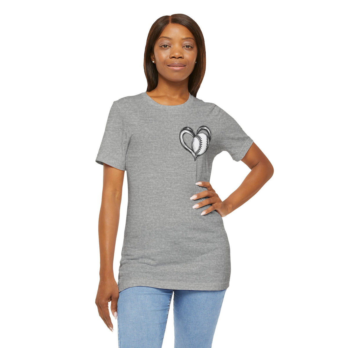 I Love Me Some Baseball T‑Shirt — Heart Baseball Graphic Tee