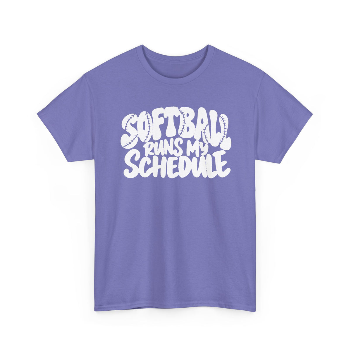 Softball Runs My Schedule T-Shirt — Women's & Girls Softball Mom/Dad Tee