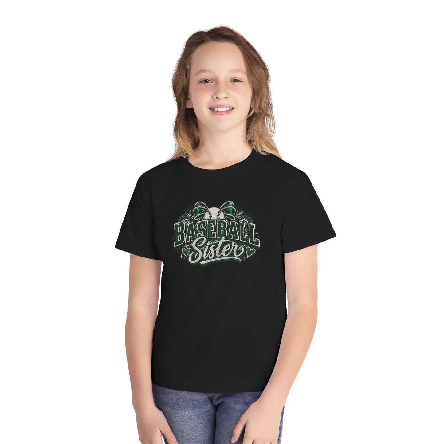 Baseball Sister Youth Tee - Cute Vintage Baseball Design for Girls, Team Spirit Gift