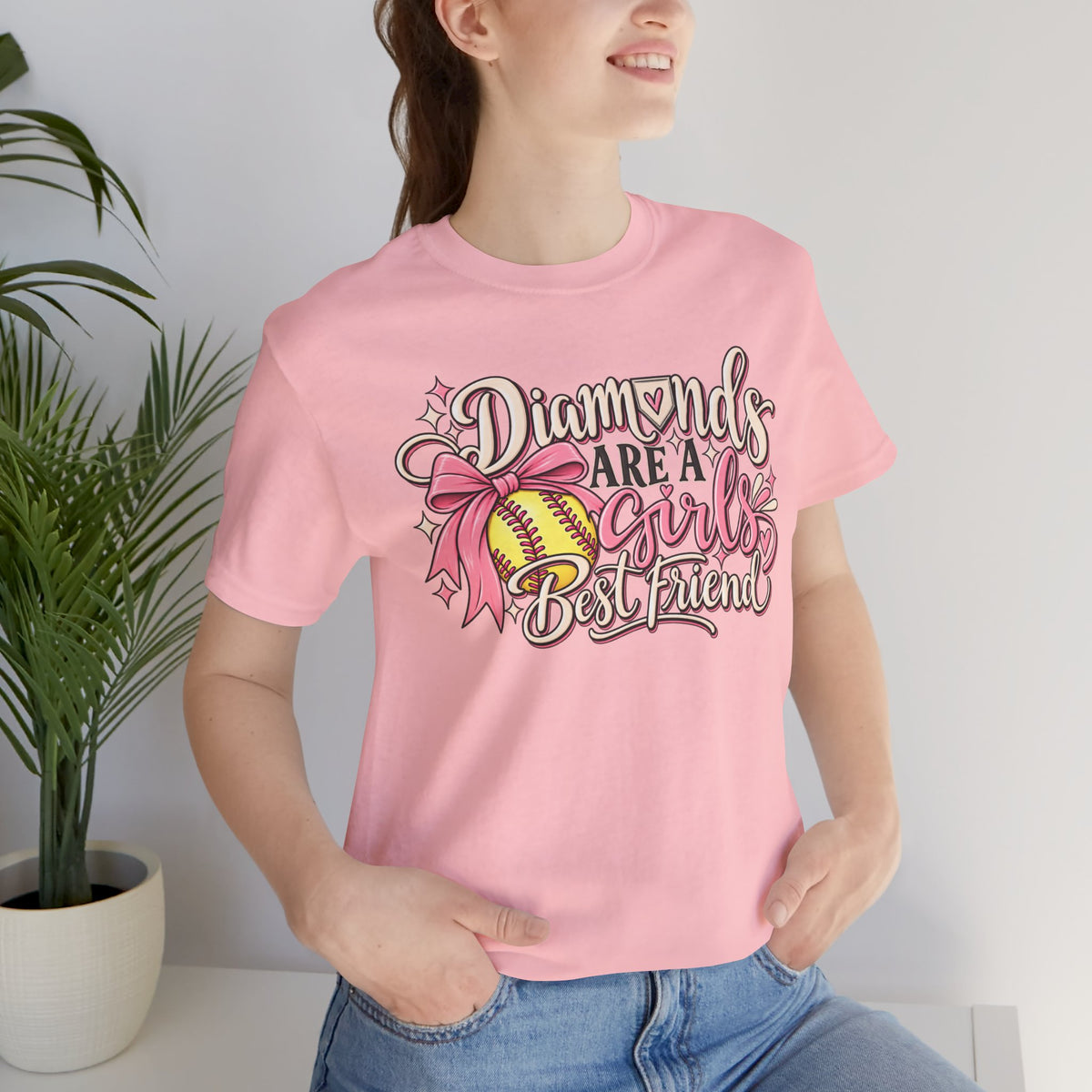Diamonds Are a Girl's Best Friend Softball Graphic Tee