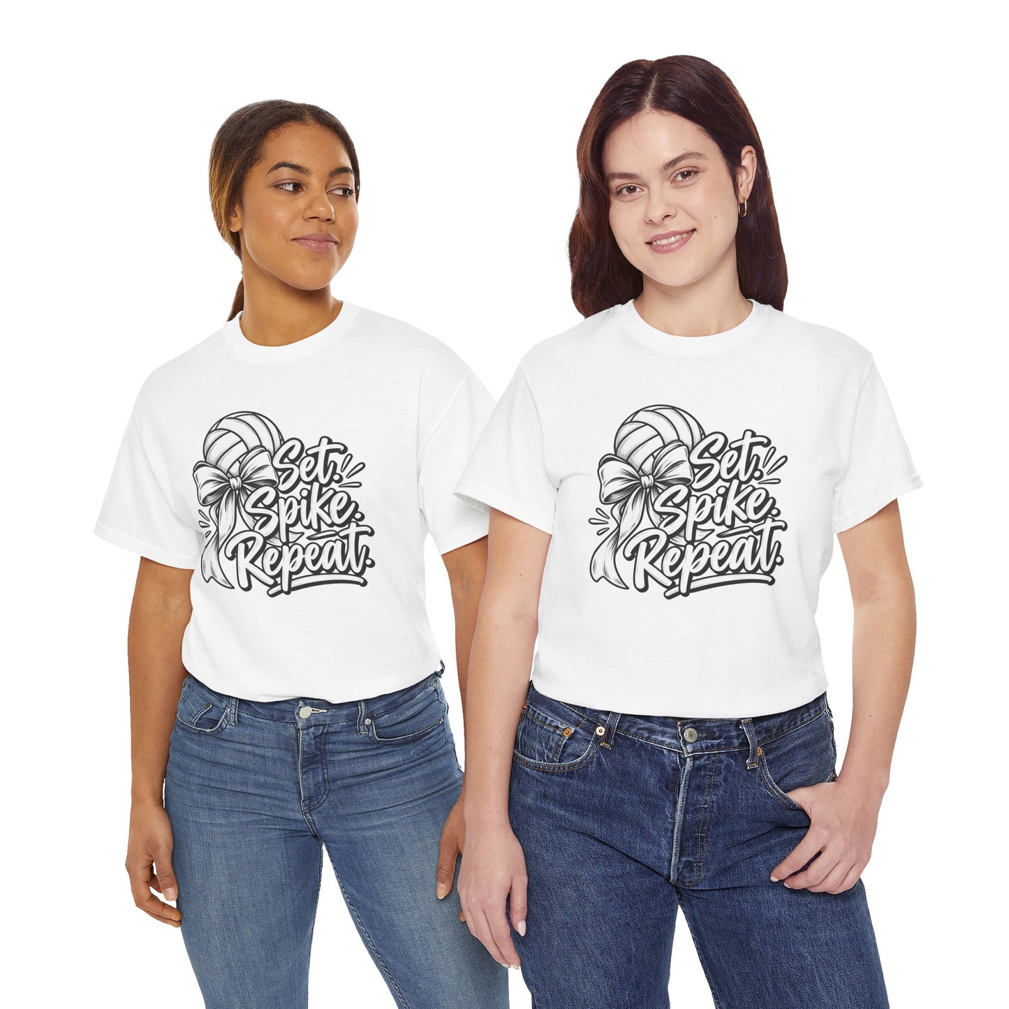 Volleyball Tee – “Set, Spike, Repeat” Graphic T-Shirt