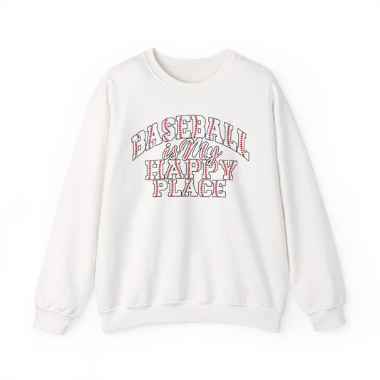 Baseball Is My Happy Place Crewneck Sweatshirt