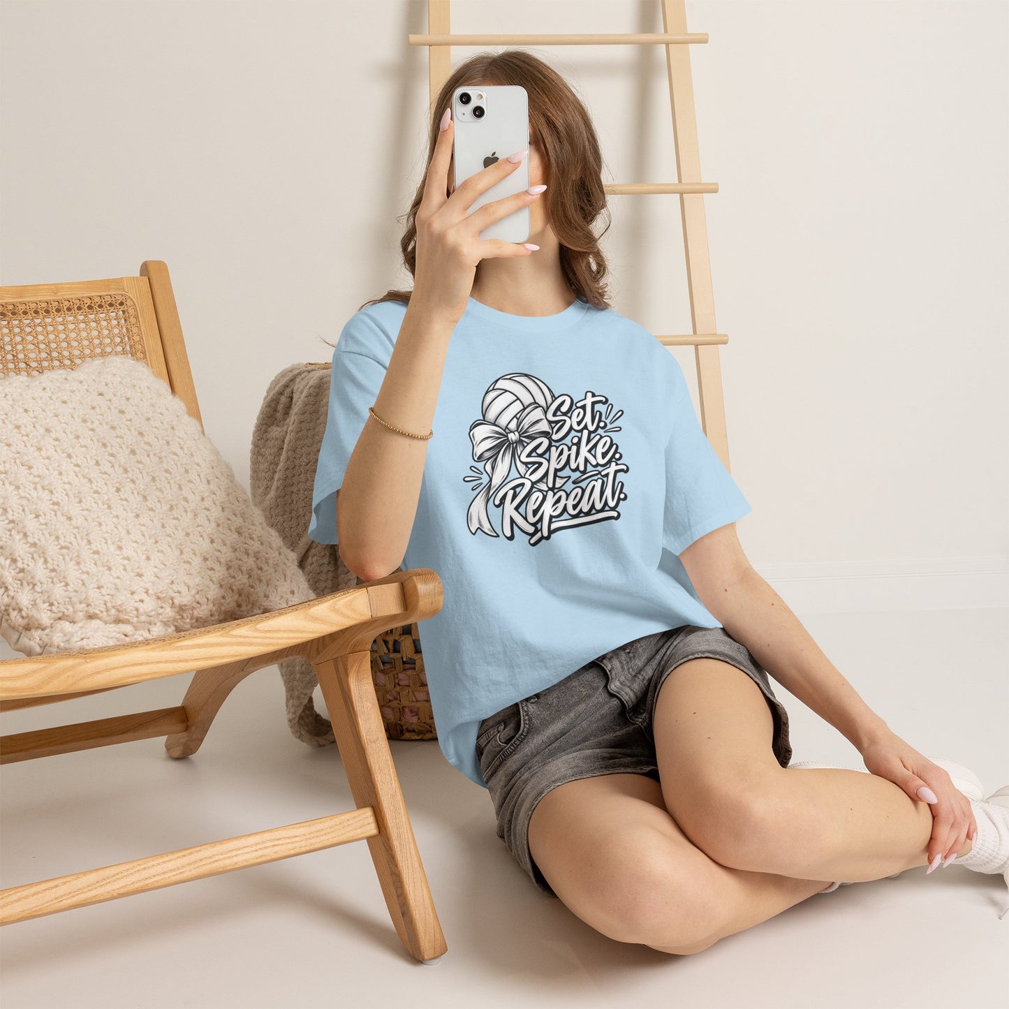 Volleyball Tee – “Set, Spike, Repeat” Graphic T-Shirt