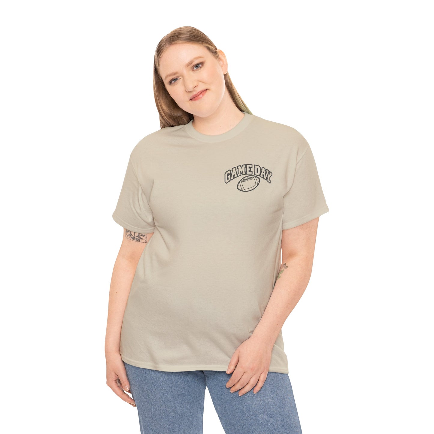 Game Day Football Tee — Minimal Chest Logo White T-Shirt
