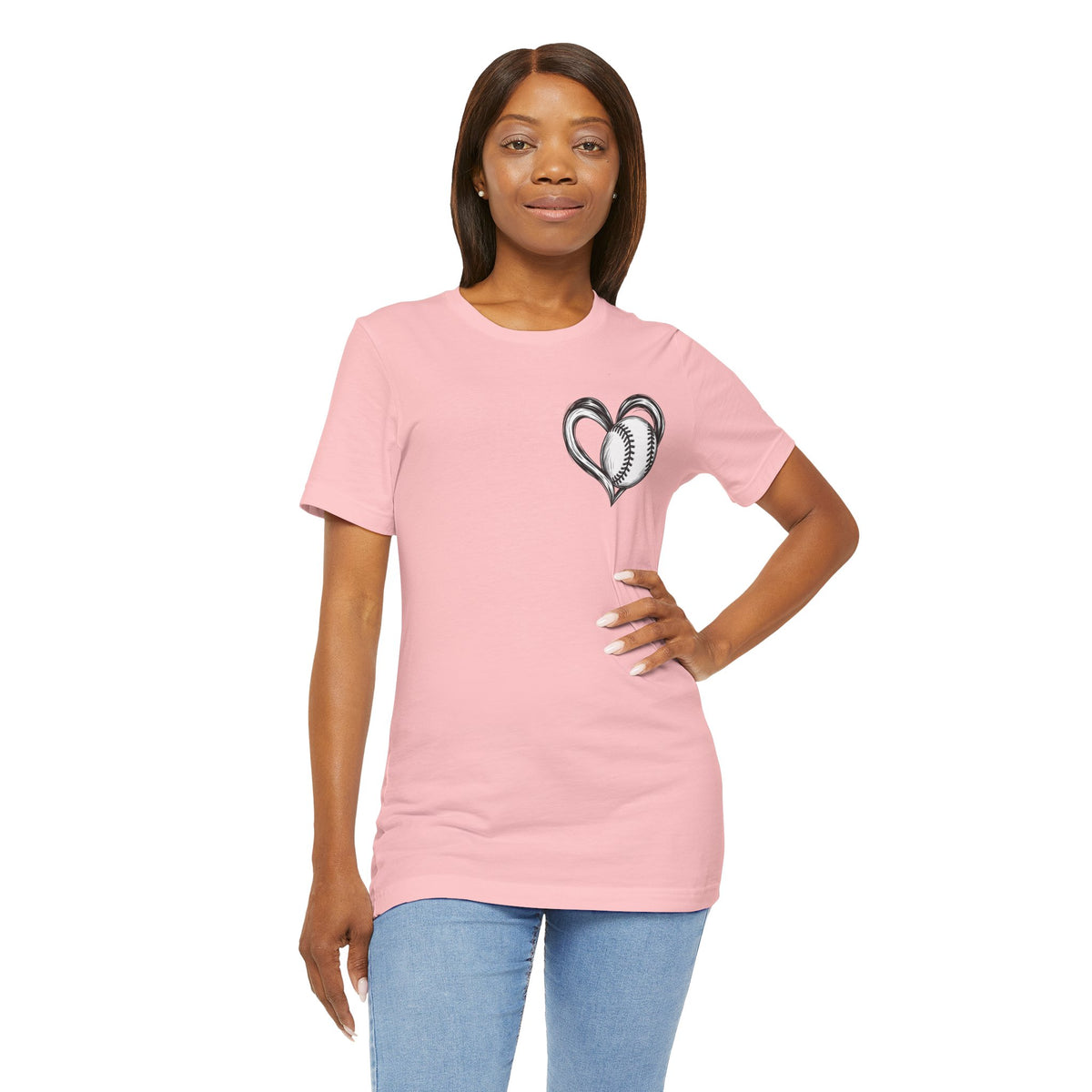 I Love Me Some Baseball T‑Shirt — Heart Baseball Graphic Tee