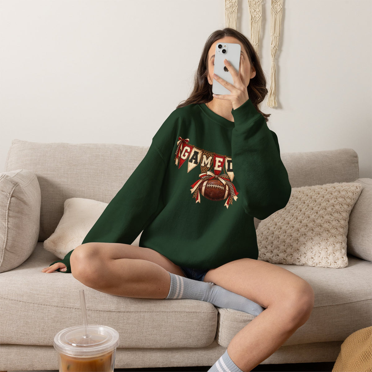 Gameday Football Crewneck Sweatshirt — Rustic Sports Banner Design
