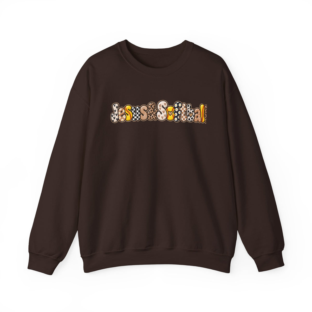 Jesus and Softball Cutsey Design Crewneck Sweatshirt