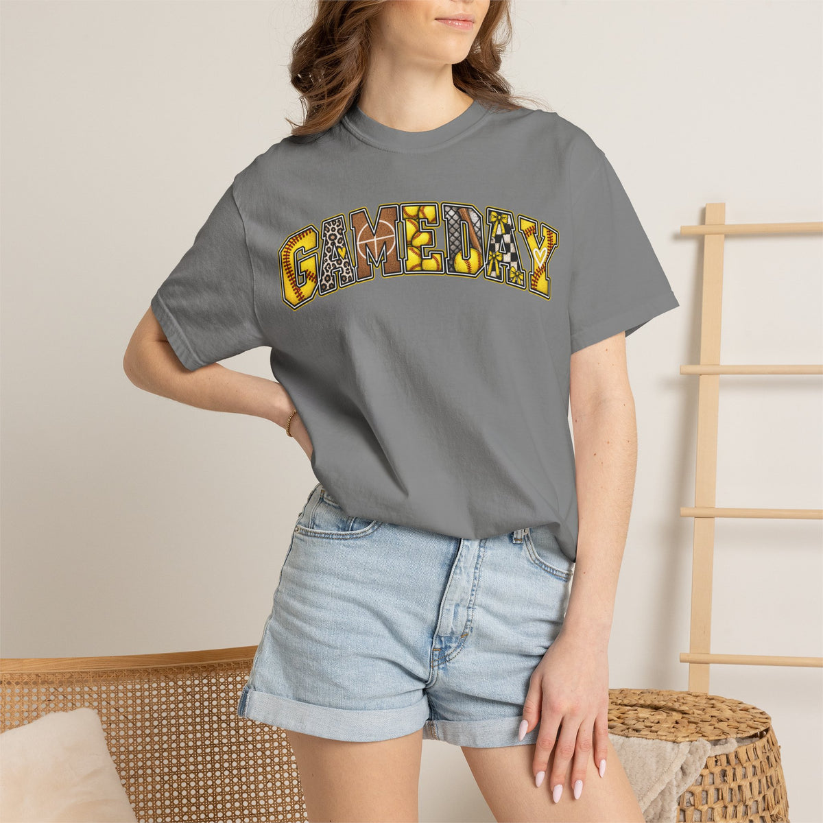 Softball Gameday Retro Patchwork T-Shirt