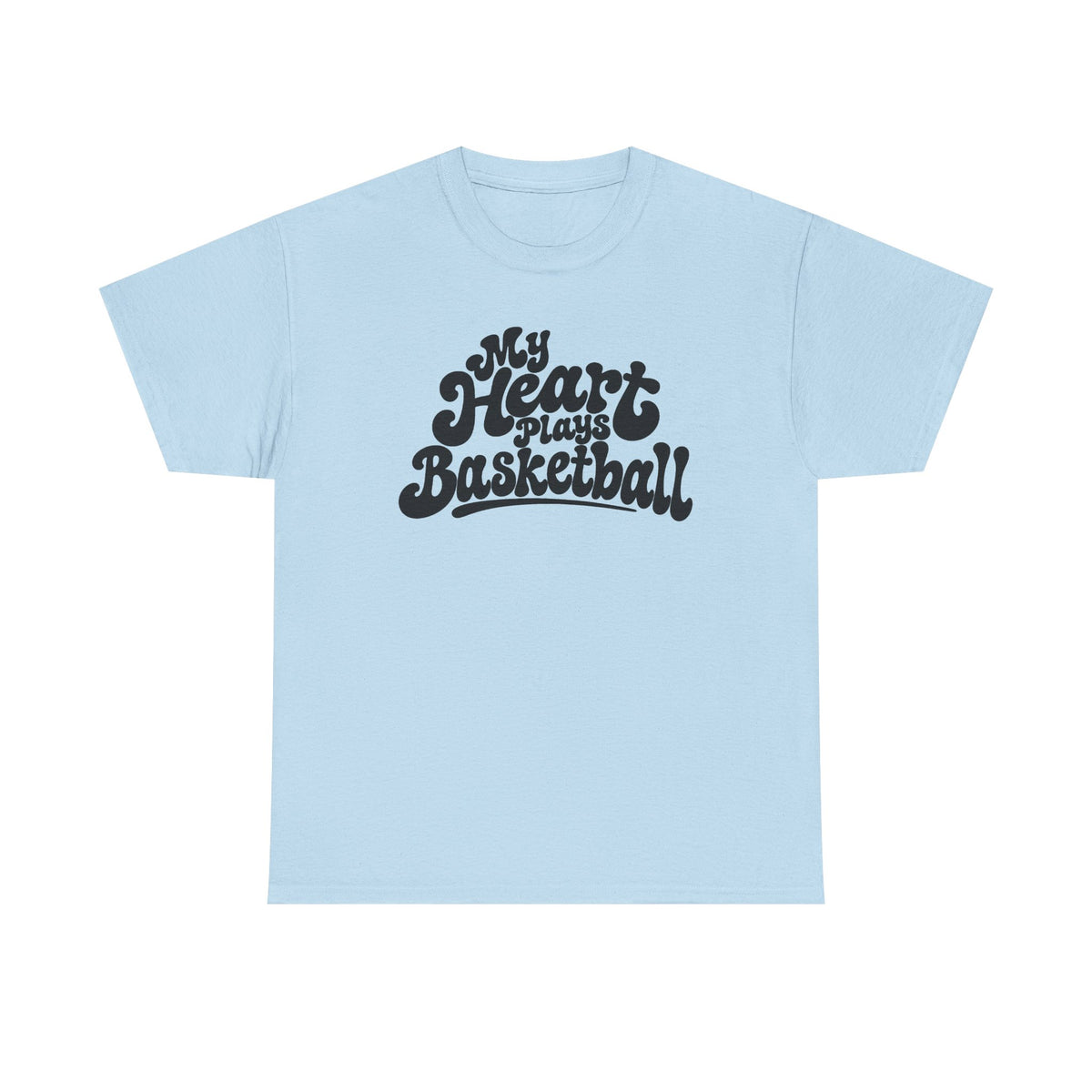 Basketball T-Shirt — "My Heart Beats Basketball" Retro Script