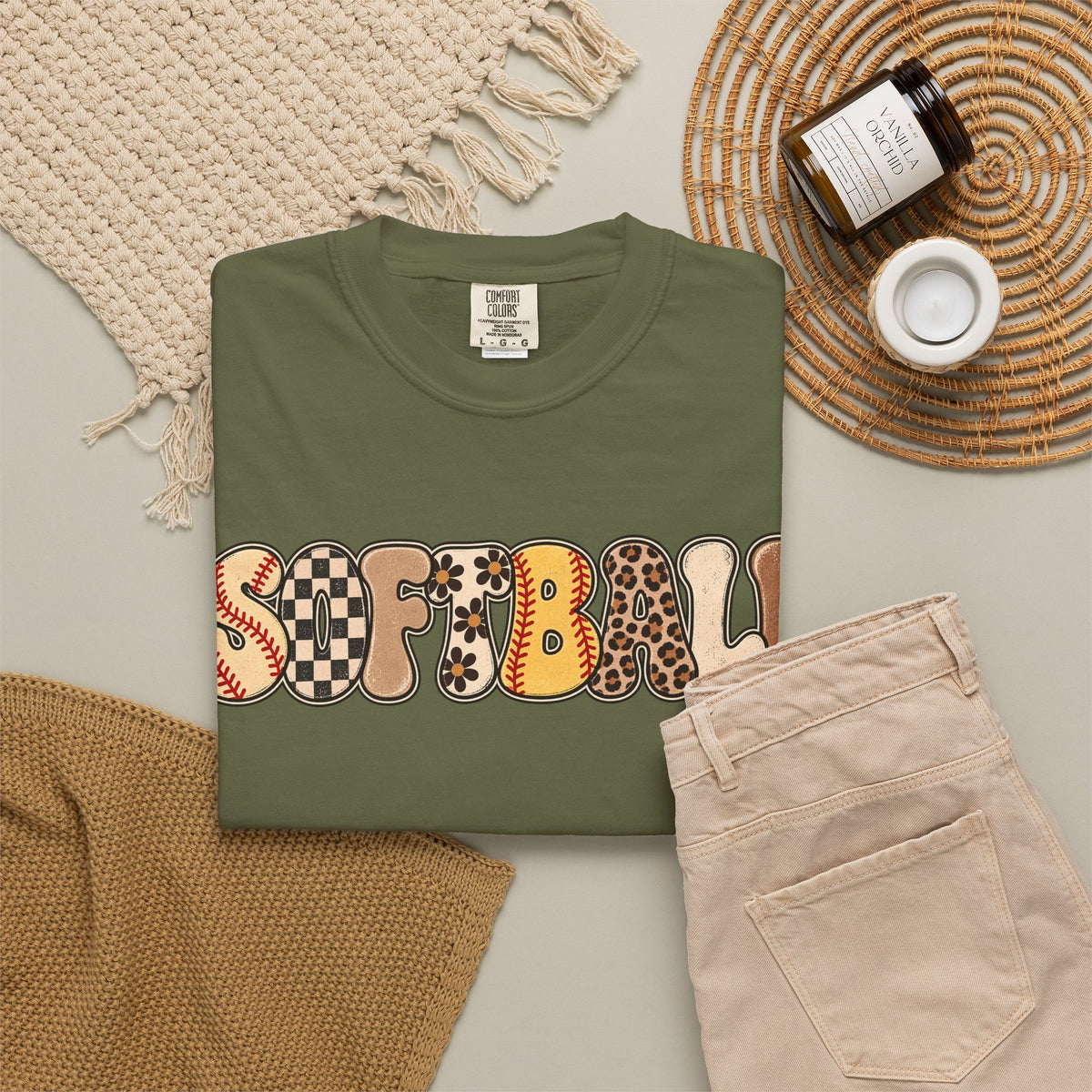 Softball Retro Graphic T-Shirt — Vintage Patterned Lettering
