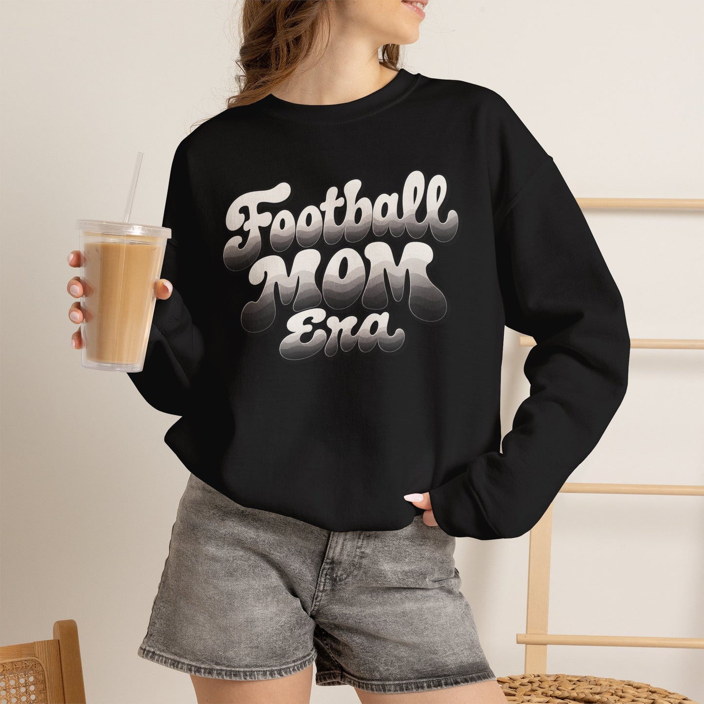Football Mom Epic Crewneck Sweatshirt — Retro Bubble Letter Graphic