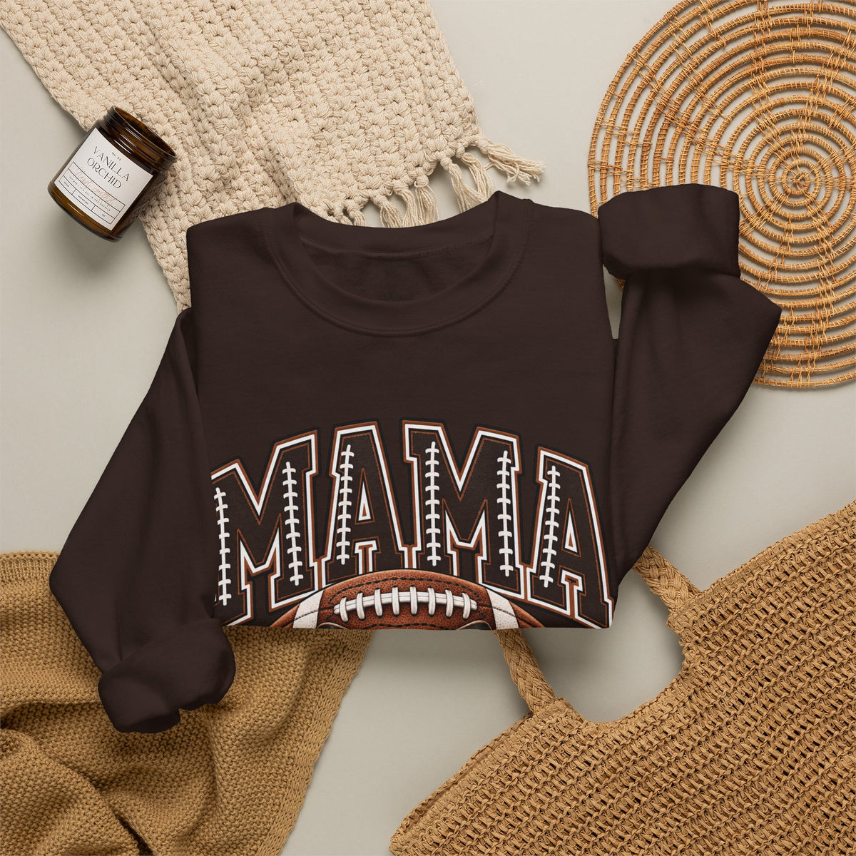 Mama Football Crewneck Sweatshirt — Vintage Gridiron Mom Graphic