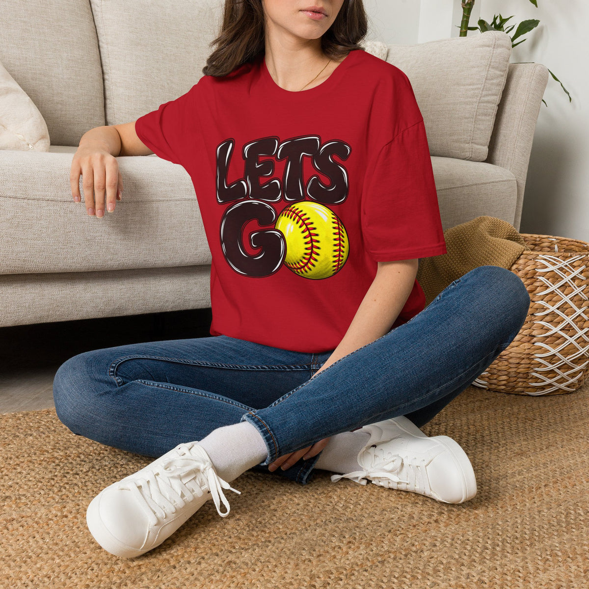 Lets Go Softball T-Shirt — "LETS GO" Graphic with Softball