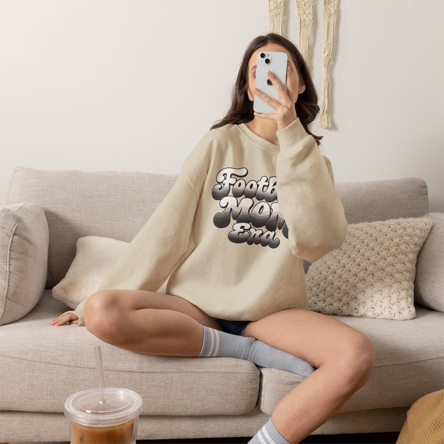 Football Mom Epic Crewneck Sweatshirt — Retro Bubble Letter Graphic