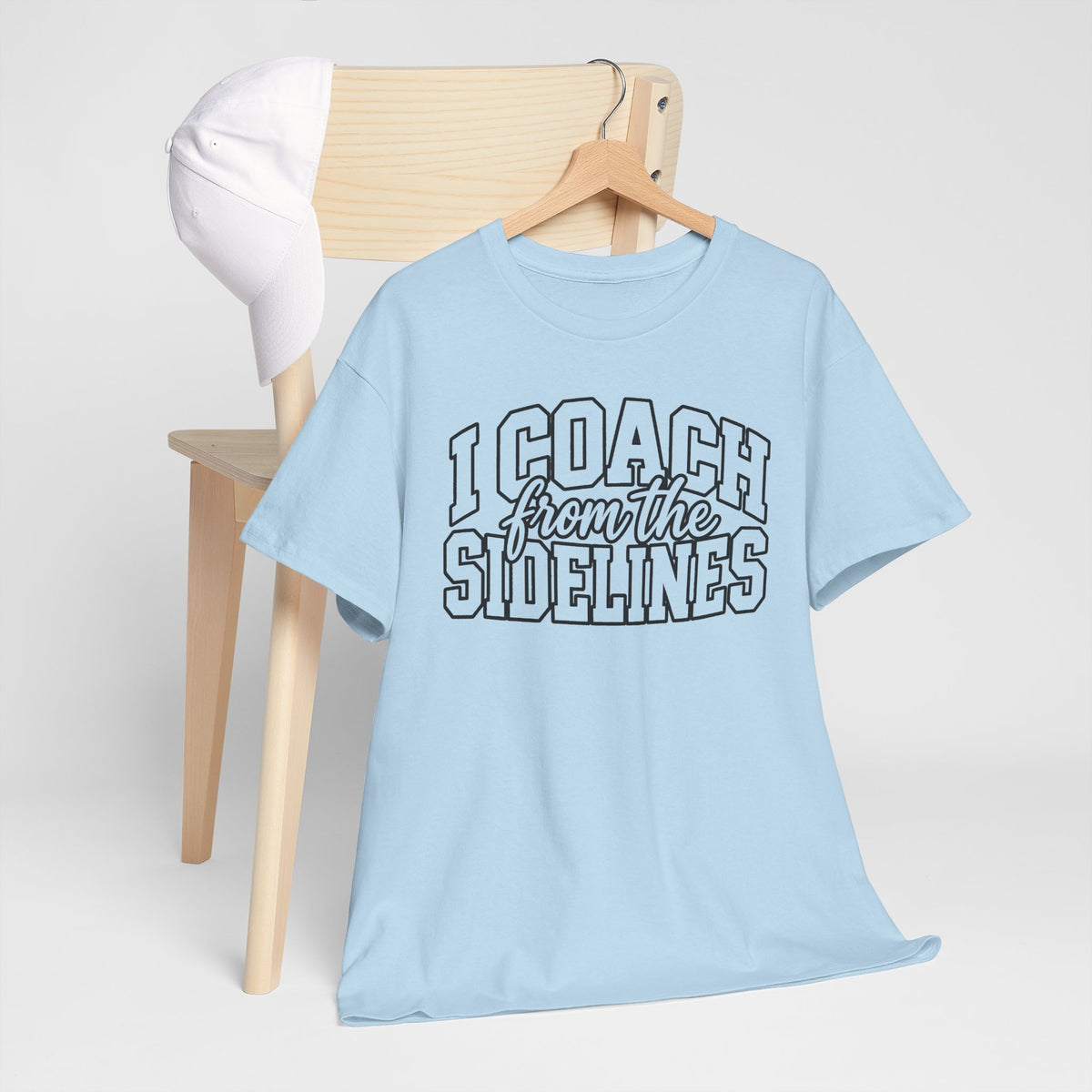 I Coach from the Sidelines T-Shirt — Cheerleader/Supporter Sideline Coach Tee