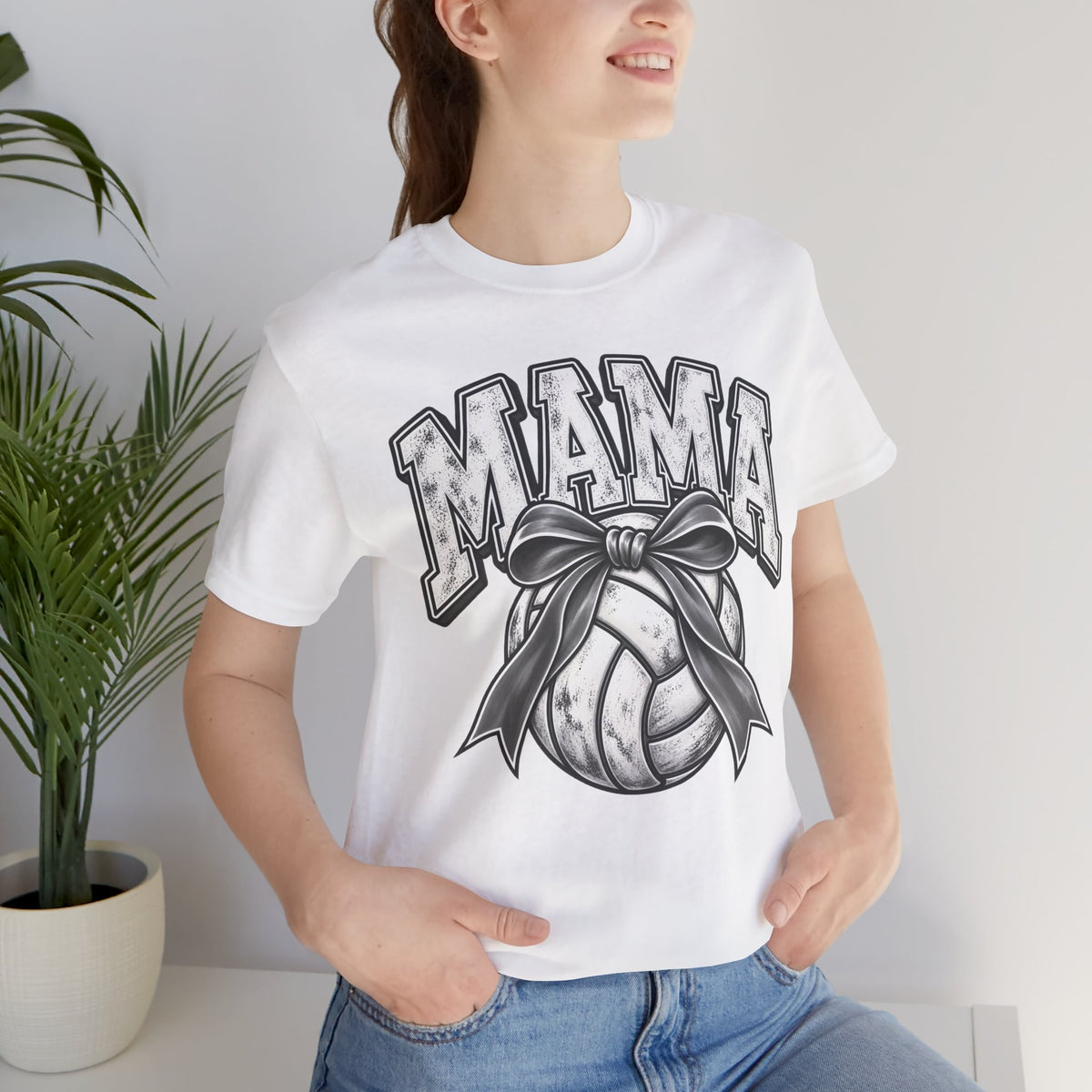 Volleyball Mama Tee — Mom Volleyball Shirt with Ribboned Ball Graphic