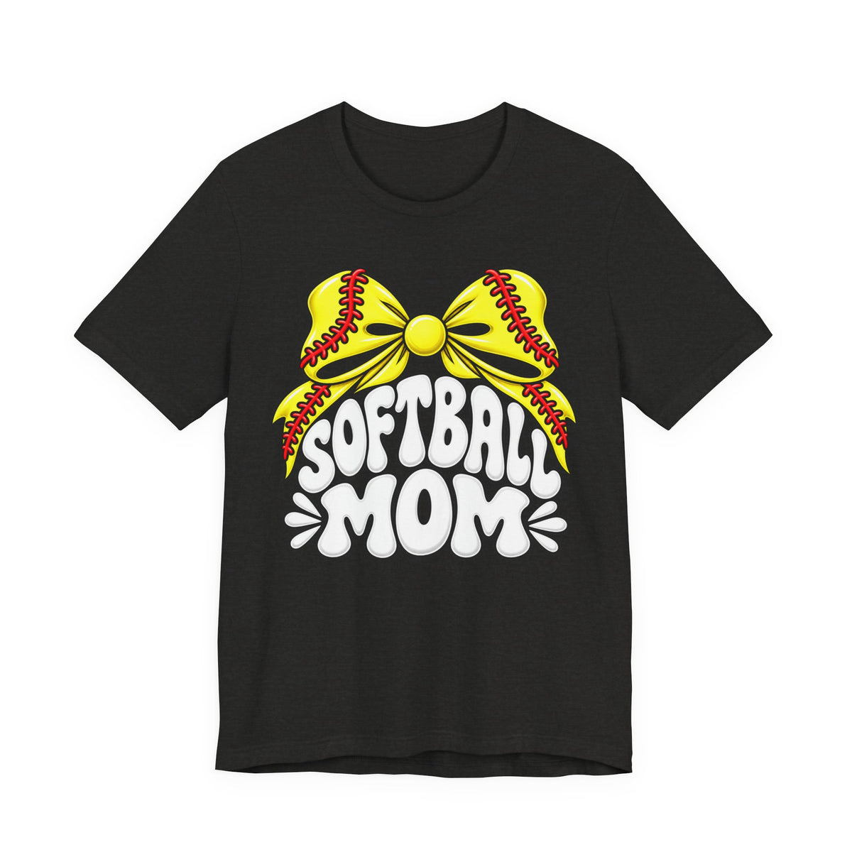 Softball Mom T-Shirt — Yellow Softball Bow Graphic Tee