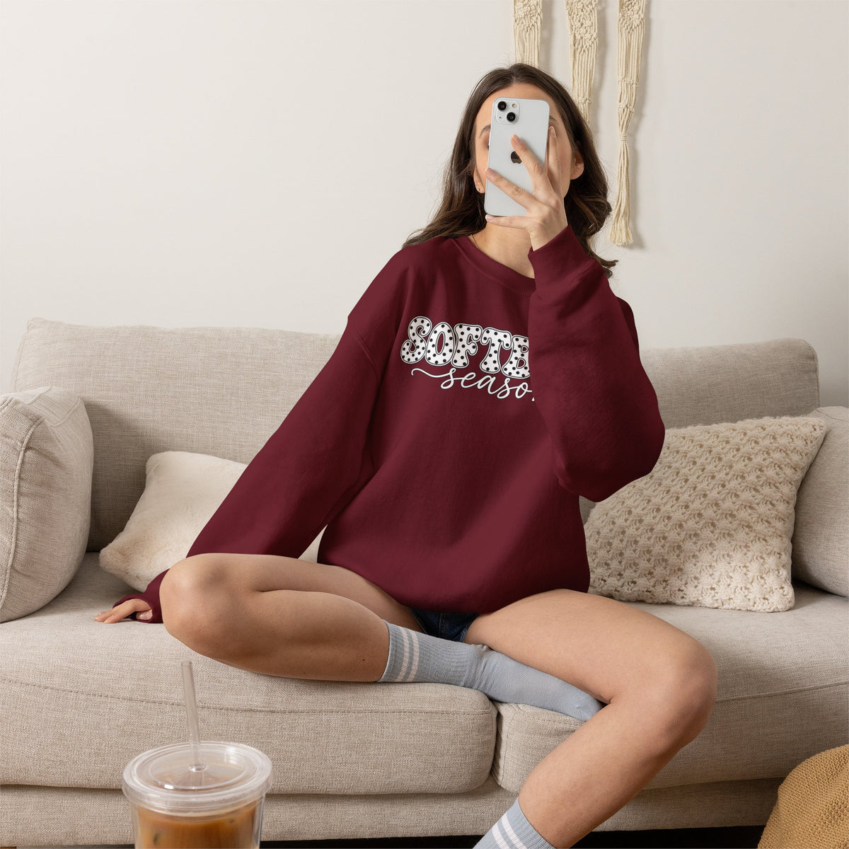 Softball Polka dot Crewneck Sweatshirt