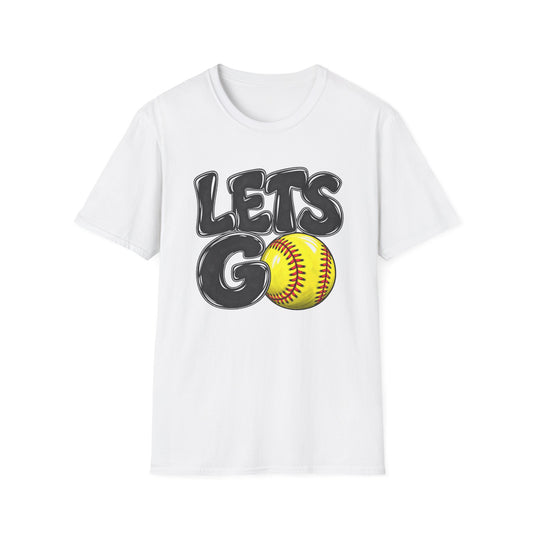 Lets Go Softball T-Shirt — "LETS GO" Graphic with Softball