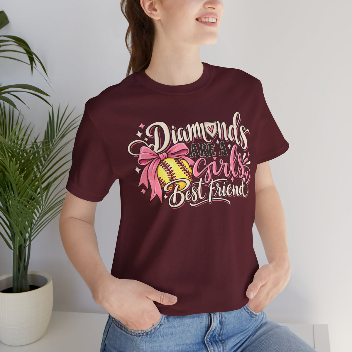 Diamonds Are a Girl's Best Friend Softball Graphic Tee