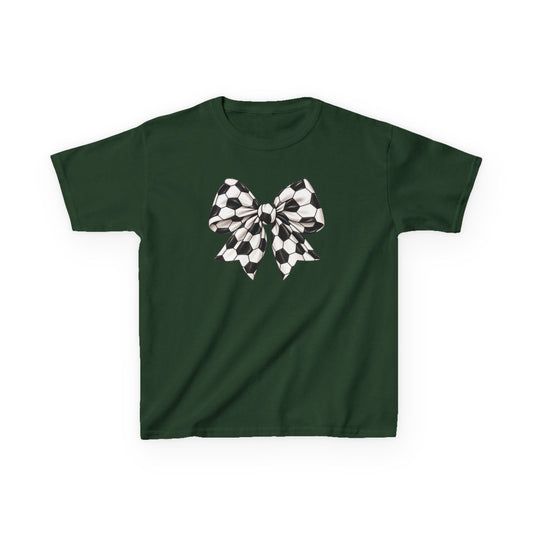 Kids Tee — Black & White Soccer Bow Graphic